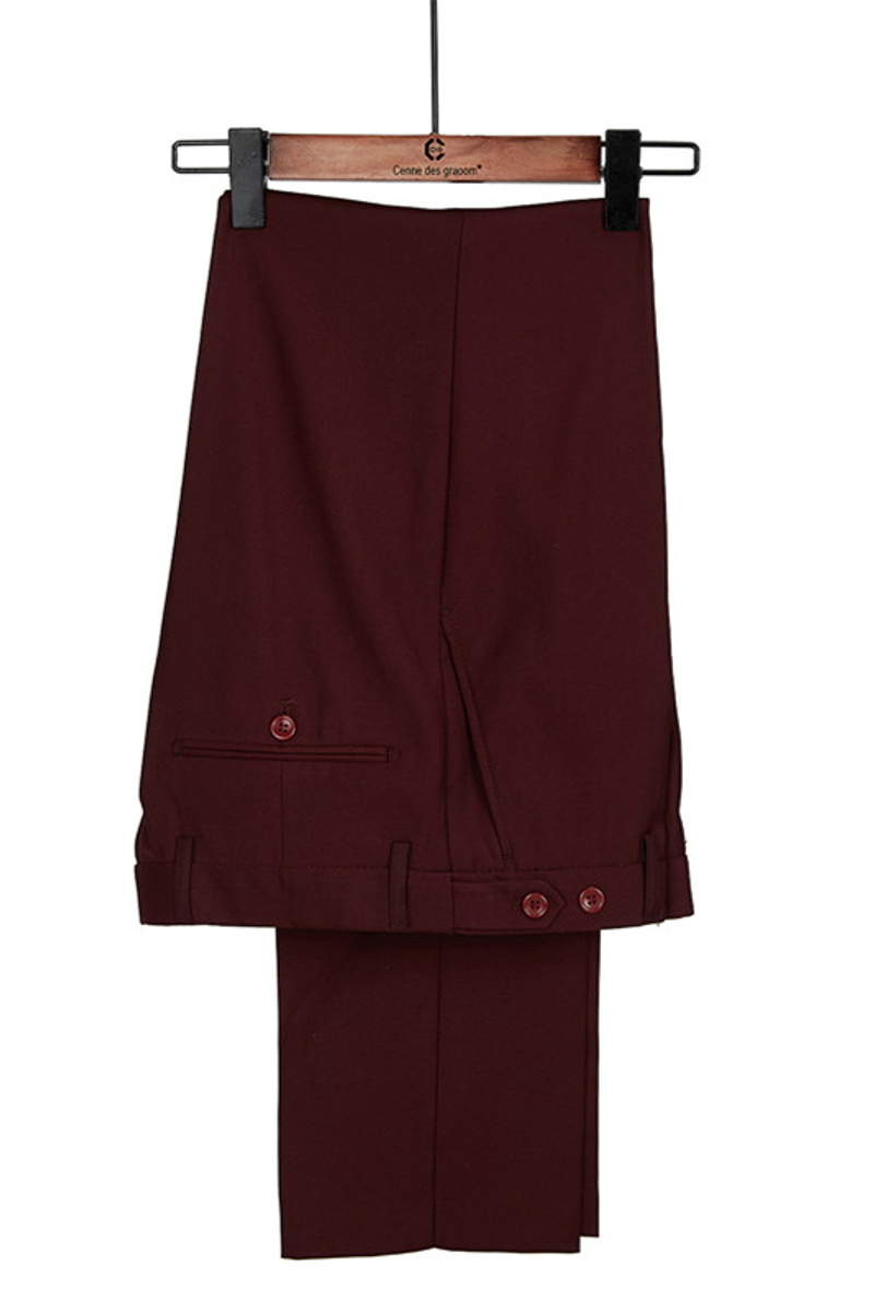 Harrison Burgundy Peaked Lapel One-Button Suit