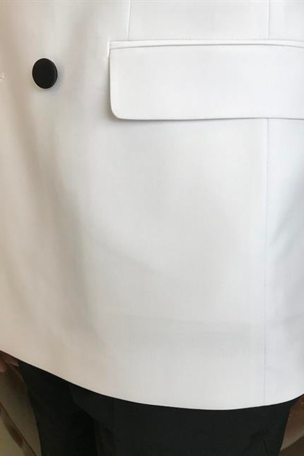 Slim Double-Breasted Jacket and Trousers Groom Suit in White