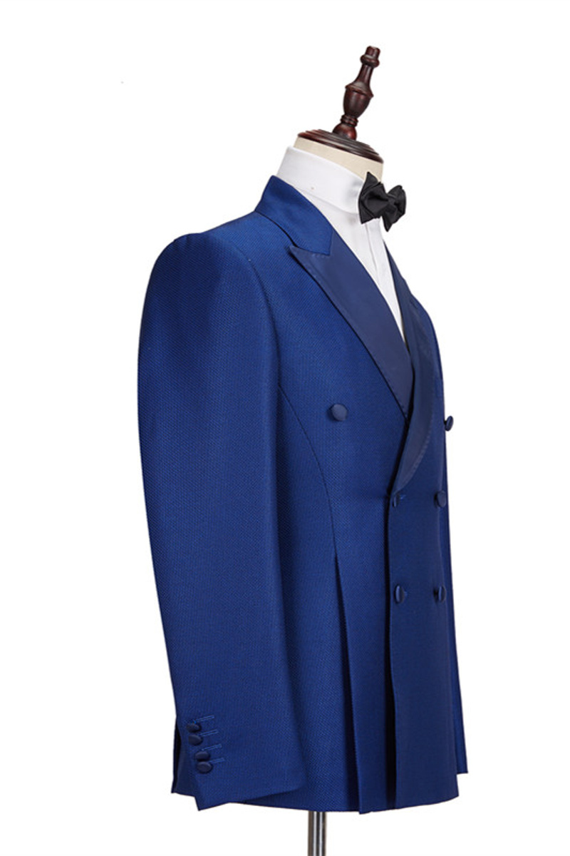 Martin Royal Blue Double-Breasted Two-Piece Business Suit