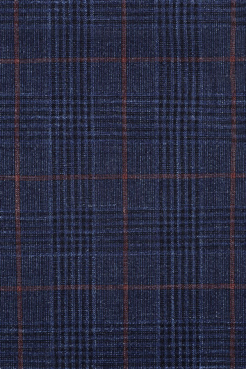 Blue Plaid Linen Tuxedo Online Casual Two-Piece Slim Fit Suit