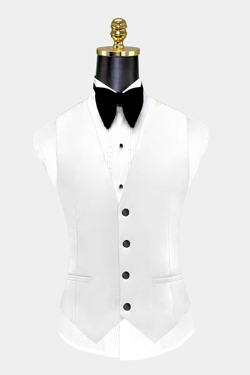 Brownie White Slim Shawl Collar Three-Piece Tuxedo Suit