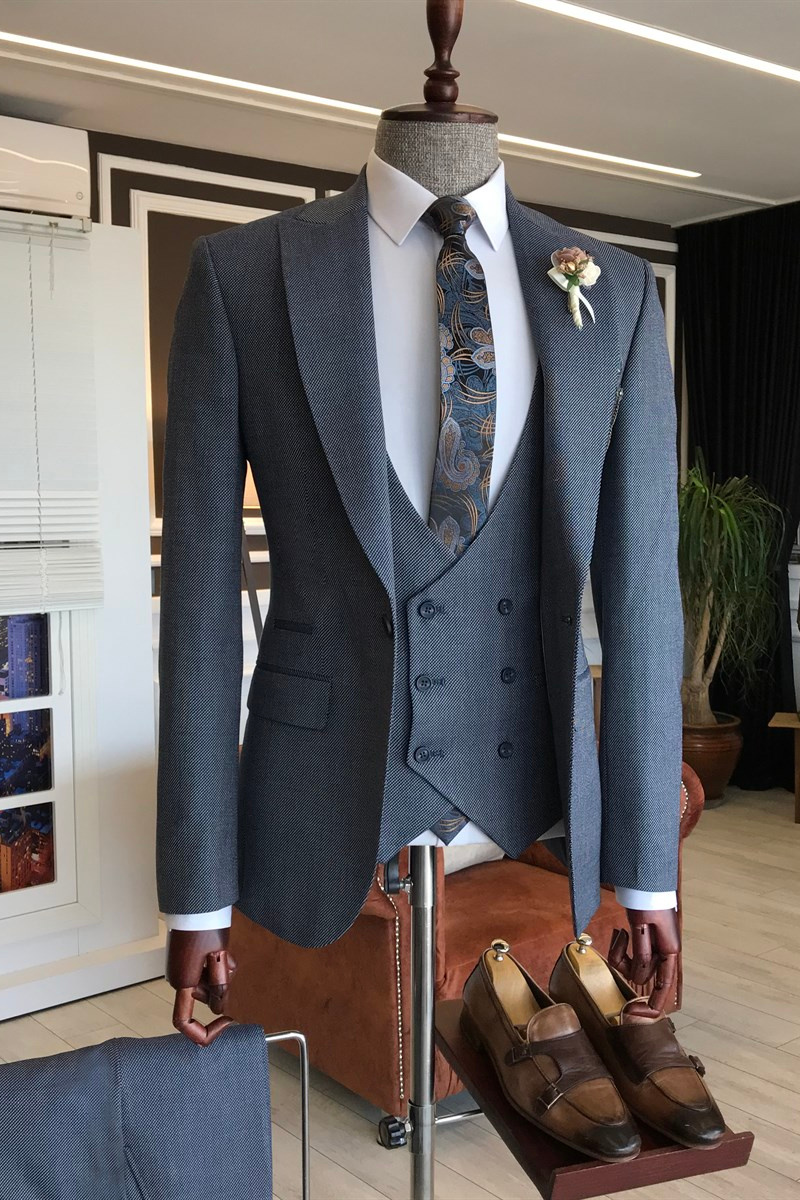 Abram Dark Grey Stylish Three-Piece Handsome Suit