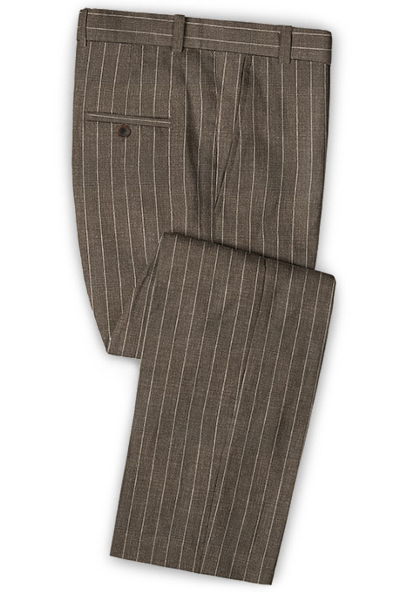 Brown Linen Striped Suit Online Two-Piece Business Tuxedo