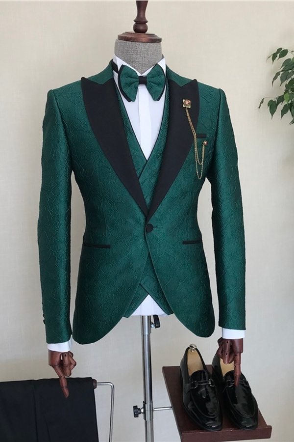 Italian Style Green Jacket Vest Trousers Wedding Suit Three Piece Suits Prom Suits