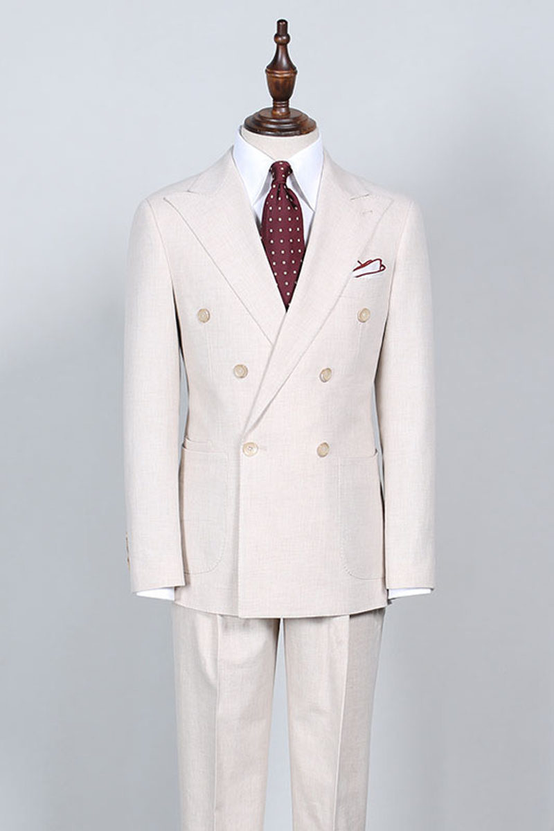 Milo Simple White Point Lapel Double Breasted Custom Business Suit