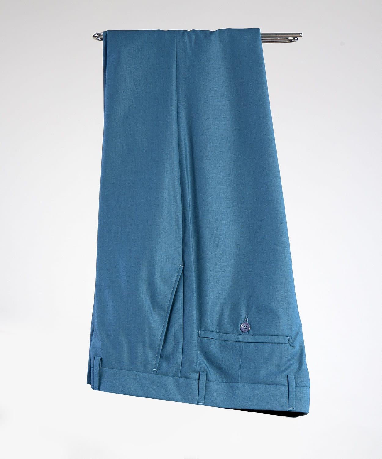 Modern Blue Double Breasted Point Collar Business Men Suits