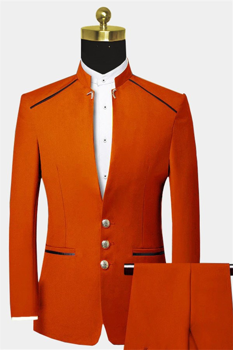 Orange Two-Piece Tuxedo Classic Fit Suit