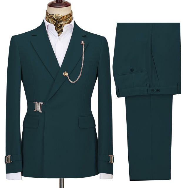 Gavin New Arrival Dark Green Two Piece Notched Lapel Business Men Suit