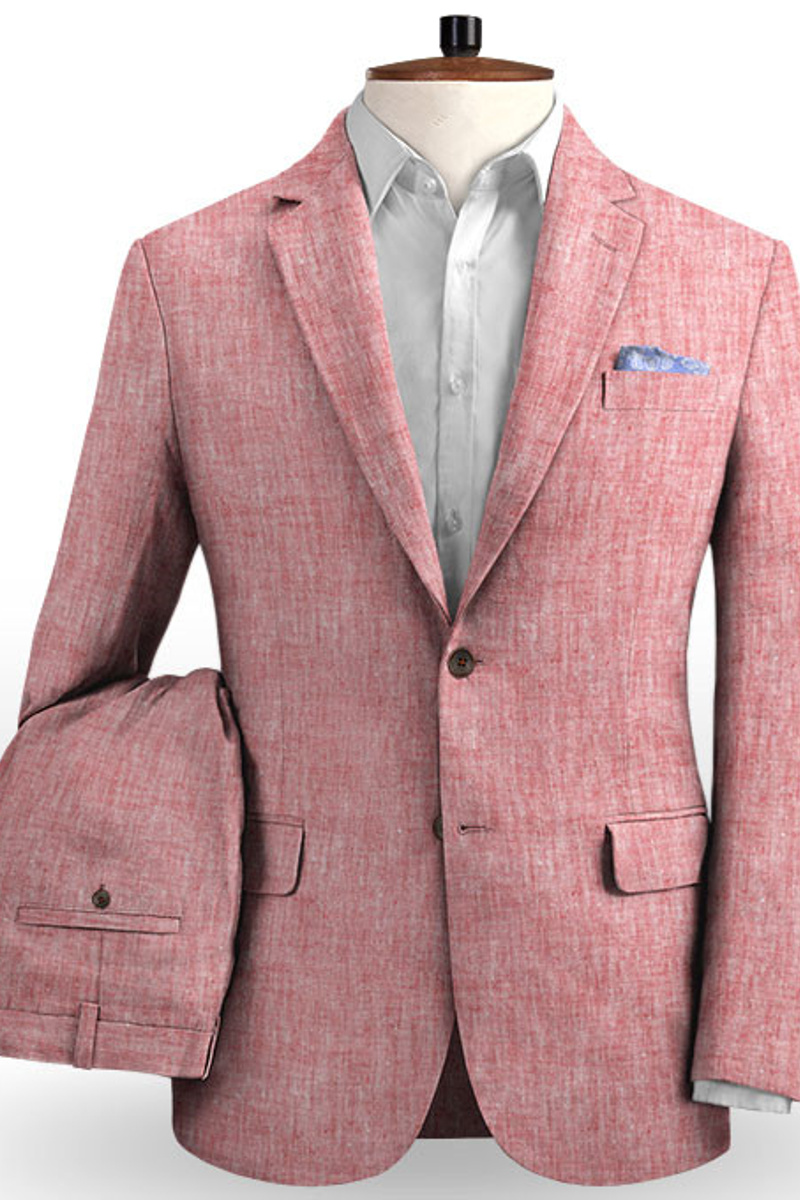 New Pink Prom Suit High-Quality Linen Tuxedo