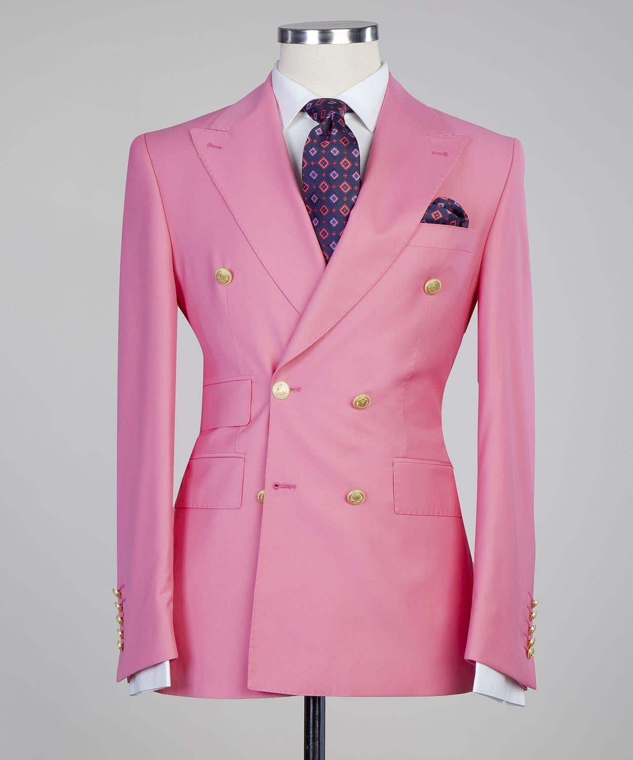 Donald Pink Fashionable Double Breasted Point Collar Men Suits
