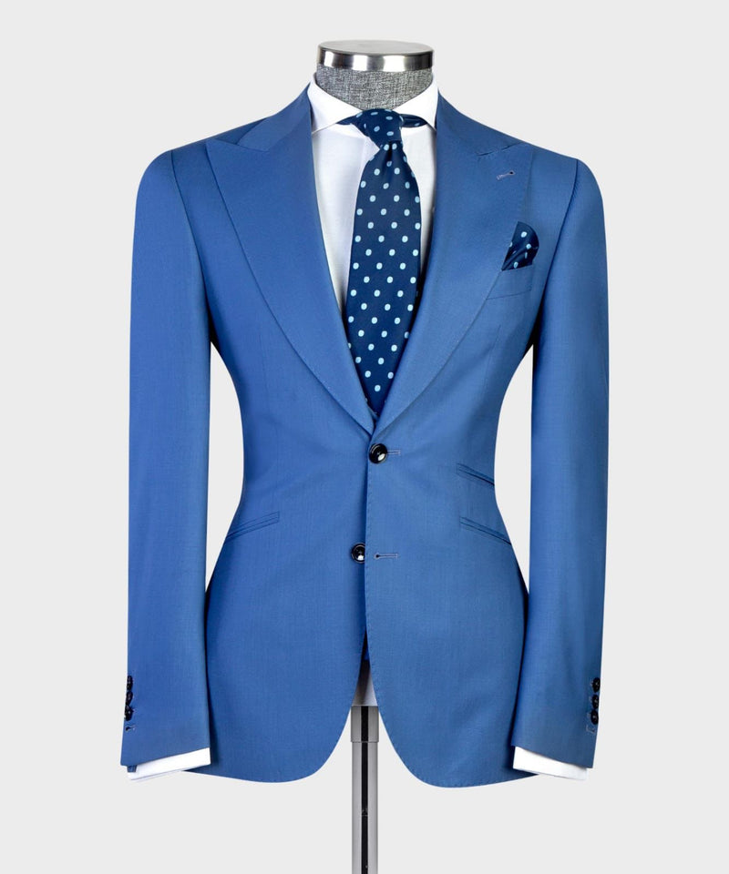Modern Blue Three-Piece Point Lapel Business Suit