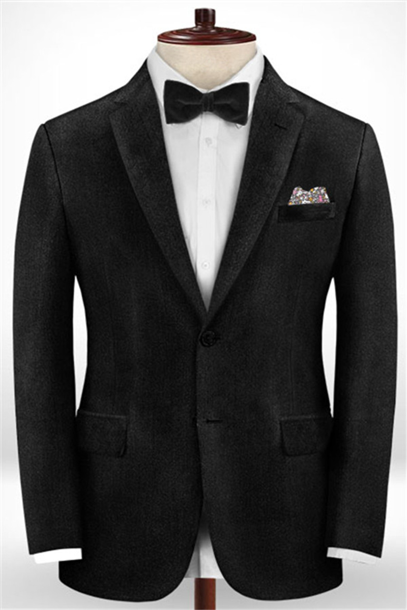 Finn Black Blend Business Men Suit Slim Fit Tuxedo Set of 2
