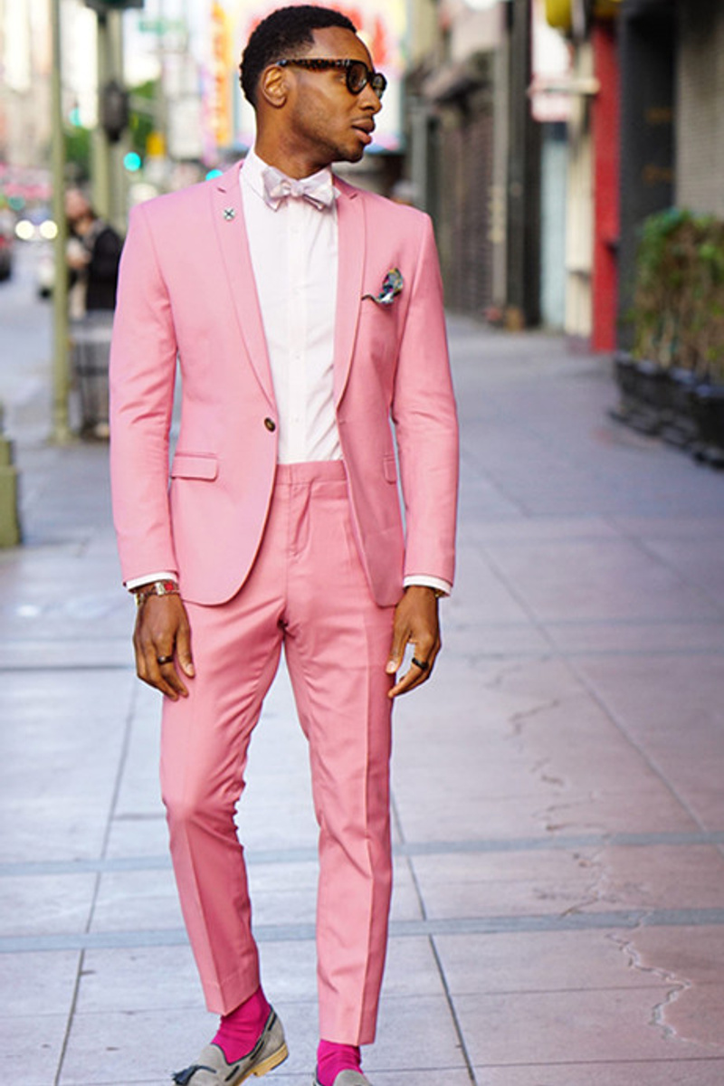 Ablitt Pink One Button Fashion Slim Fit Men For Prom