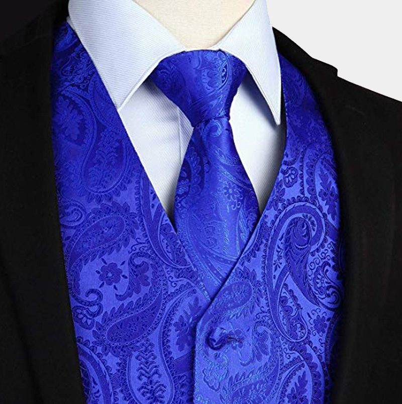 Royal Blue Paisley Men Tank Top