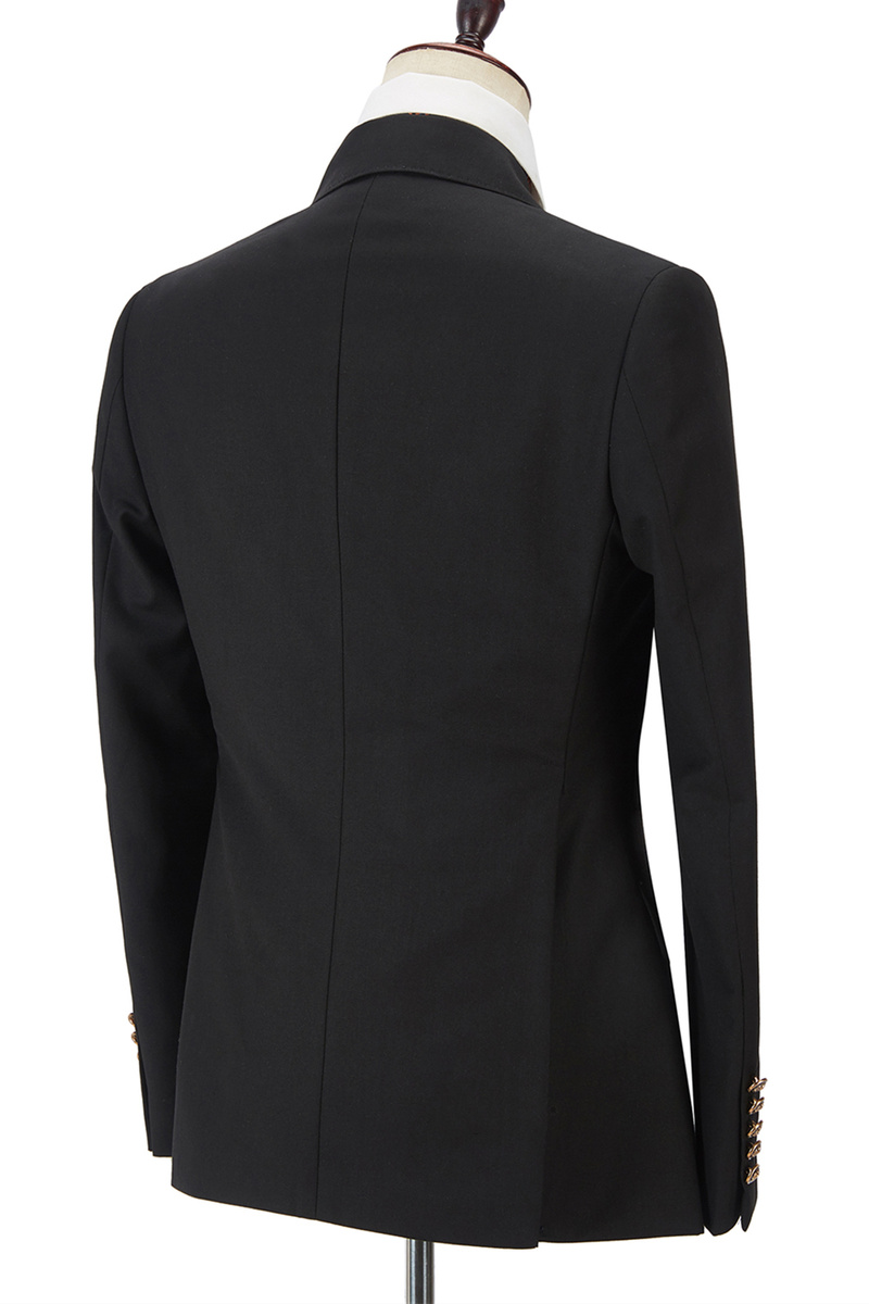 Percy Classic Black Double-Breasted Formal Suit with Peak Lapel