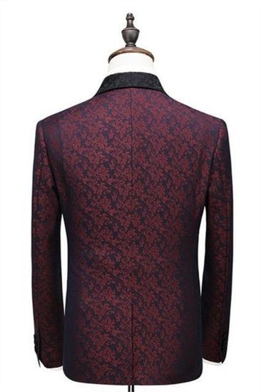 Fashion Mens Suit Burgundy Check Design Prom Suit | Three Piece One Button Formal Tuxedo_2