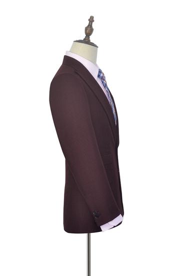Mens Peak Lapel Burgundy Suit |  Formal One-Click Business Suit_2