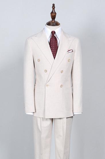 Milo Simple White Point Lapel Double Breasted Custom Business Suit_2