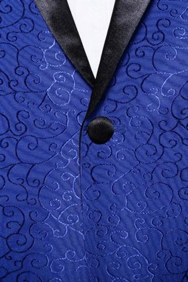 Royal Blue Jacquard Tuxedo Jacket |  Mens Fashion Slim Fit Blazer_5