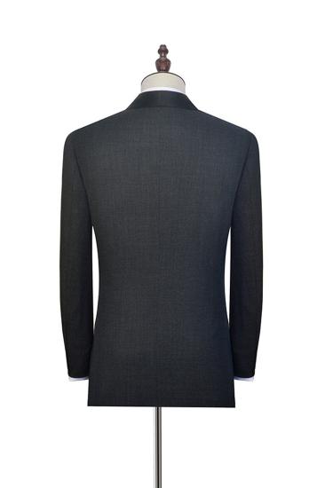 Classic Dark Grey Black Shawl Collar Wedding Tuxedo | Two Button Men Wedding Suit_2