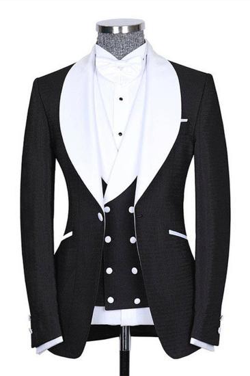 Tommy Black Shawl Lapel Slim Fit Fashion Wedding Mens Suit_1