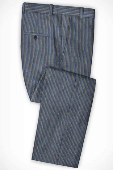 Blue Notched Lapel Mens Suits for Sale |  Modern Slim Fit Striped Tuxedo_3