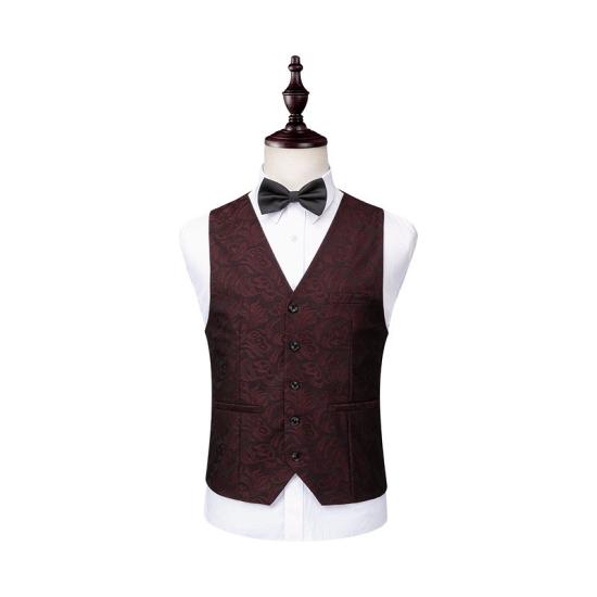 Fashion Men Suit Burgundy Check Design Prom Suit | Three Piece One Button Formal Tuxedo_4