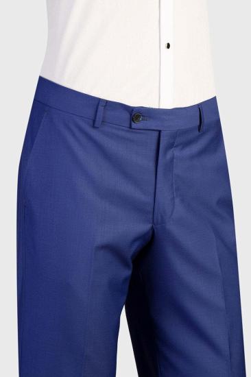 Medium Blue Slim Fit Double Breasted Shawl Collar Men Two Piece Tuxedo | With Belt_2