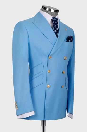 Chic Blue Double Breasted Mens suits | Mens Two Piece Suit_2