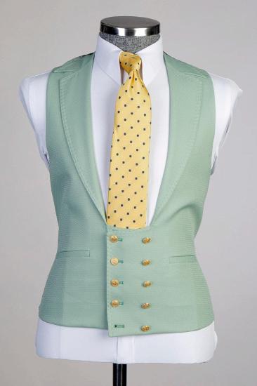 Brady Light Green Mens Three Piece Formal Business Suit | With Gold Buttons_3