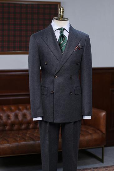 Archer Classic Black Point Lapel Double Breasted Slim Fit Suit_2