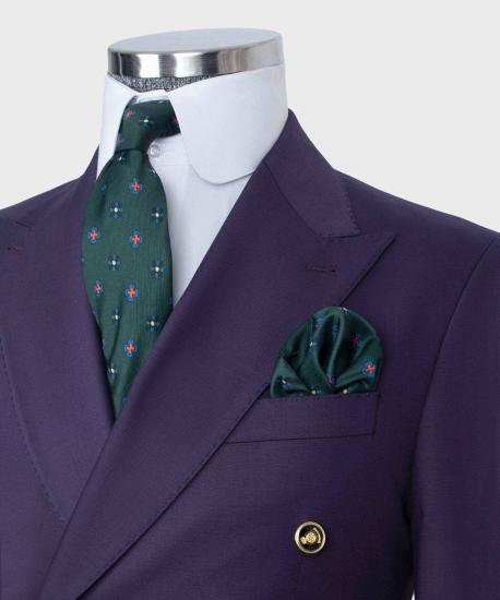 Fashion Purple Point Collar Two-Piece Men's Suit_2