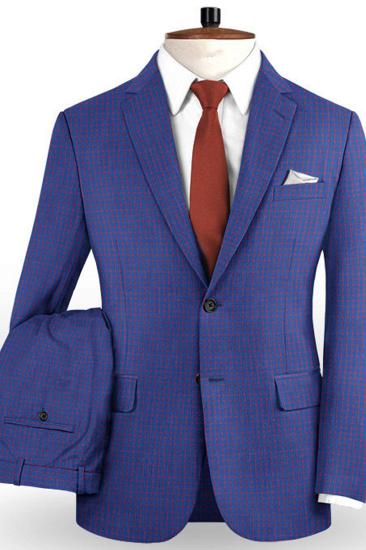 Royal Blue Tuxedo Online | Modern Check Notched Lapel Mens Suit_2