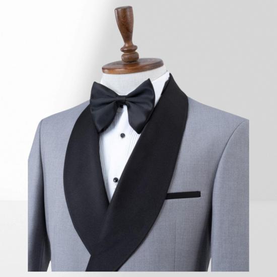 Stylish Grey Shawl Collar Two Piece Suit | With Adjustable Metal Buttons_3