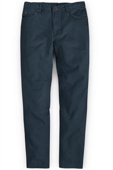Design Dark Blue Zip Fly Casual Pants Men Designer Trousers_1