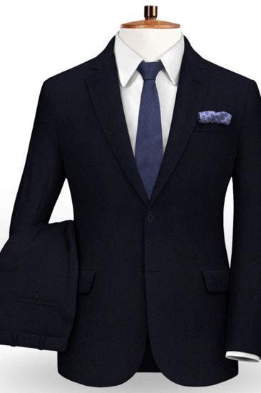 Dark Blue  Two Piece Mens Suit | Mens Business Notch Lapel Tuxedo_2