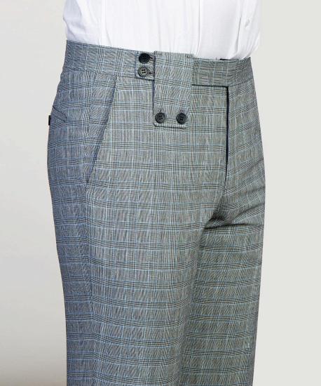 Light Gray Plaid Two-Piece Fitted Men's Suit_5