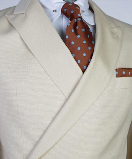James Champagne Double Breasted Men Lapel Suit | Two Pie Suits_2
