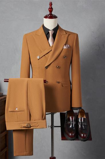 Italian Style Yellow Lapel Collar Men Slim Suit | Wedding Business Suit Adjustable Chest Buckle_1