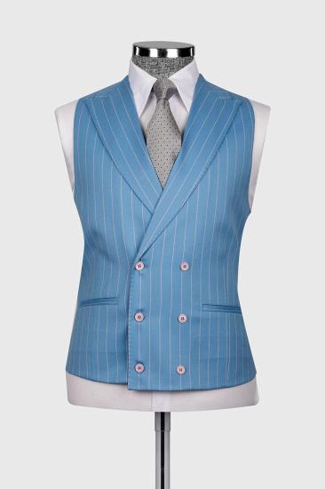 CH Gentlemen Blue Three Piece Pinstripe Business Suit with Waistcoat_2