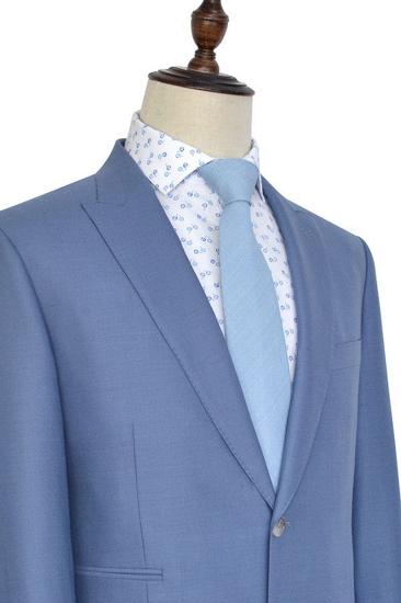 Dust Blue Three Pocket Mens Suit | Summer Peak Lapel Two Button Business Suit_3