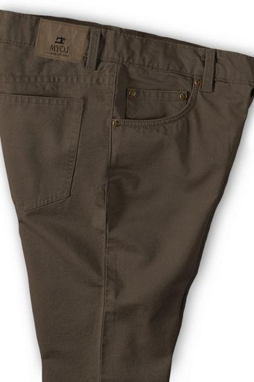 Fashion Brown Slim Fit Zipper Flying Mid Waist Mens Casual Pants_3