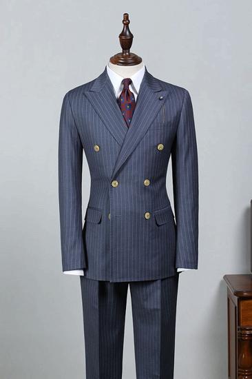 Jack New Navy Striped Point Collar Suit