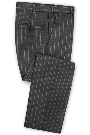 New Smoke Grey Mens Business Suit | Modern Striped Notch Lapel Tuxedo Online_3