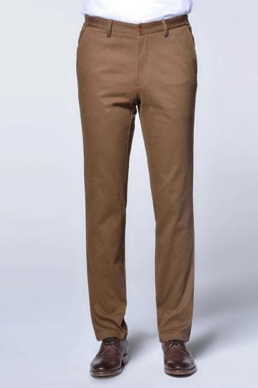 Casual Cotton Pants Pure Brown Slim Fit Everyday Trousers
