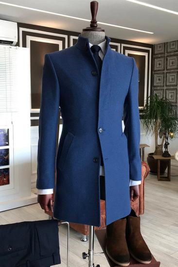 Michael Navy Stand Collar Slim Fit Winter Business Jacket