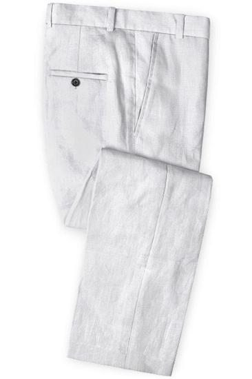 White Linen Beach Wedding Suit With Pants |  FASHION Groom Wedding Tuxedo Men Blazer_3