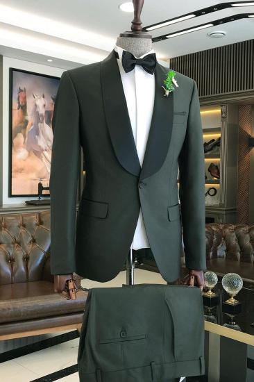 Green Shawl Collar Slim Fit Mens Wedding Suit Two Piece Suits