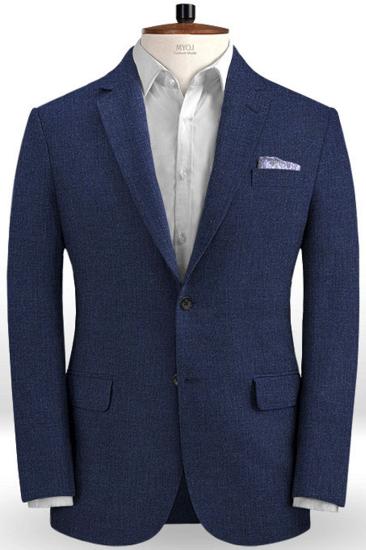 Designs Summer Dark Blue Linen Mens Suit | Cutsom Slim Fit 2 Piece Tuxedo_1