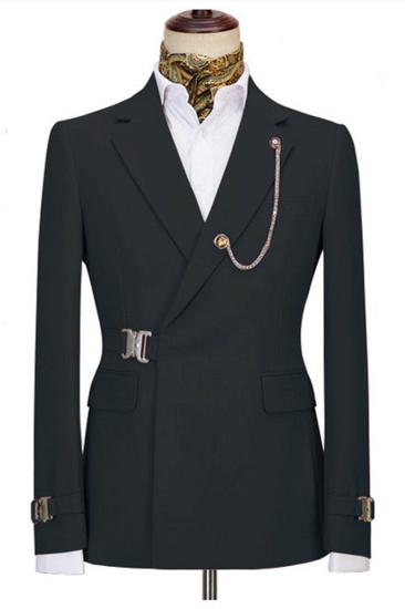 Liam Newest Black Button Notched Lapel Mens Business Suit